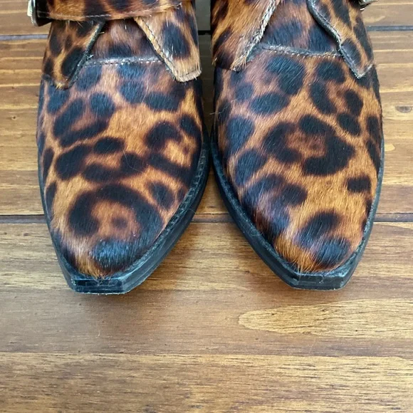 ‼️TOGA PULLA ‘ARCHIVE’ LEOPARD CALFSKIN FOUR STRAP WESTERN BOOTIE‼️ - Picture 9 of 12